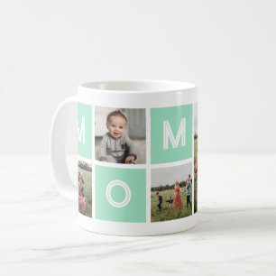 Mom Green Birthday Custom 5 Photo Kaffeetasse