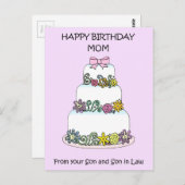 Mom Happy Birthday from Son and Son in Law Postkarte (Vorne/Hinten)