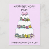 Mom Happy Birthday from Son and Son in Law Postkarte (Vorderseite)
