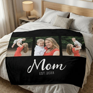 Mom hat elegantes Skript Schwarz 3 Foto Fleecedecke