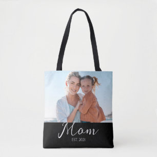 Mom hat es geschafft Schrift Schwarz Foto Tasche
