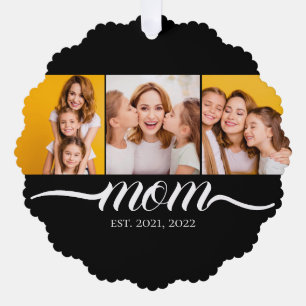 Mom hat es geschafft Schriftzug Schwarz 3 Foto Col Ornament Karte