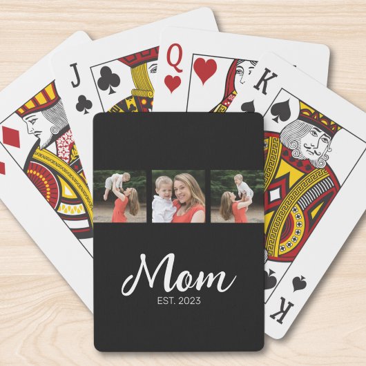 Mom hat modernes fettes Skript Schwarz 3 Foto Spielkarten