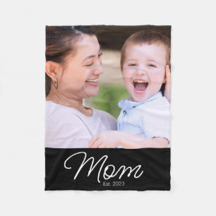 Mom hat modernes schwarzes Skript-Foto eingerichte Fleecedecke