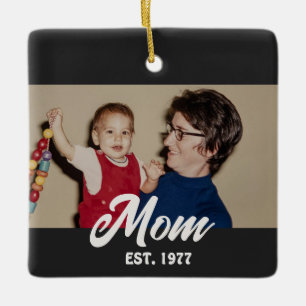 Mom hat Schwarz-Weiß-Script-Foto etabliert Keramikornament