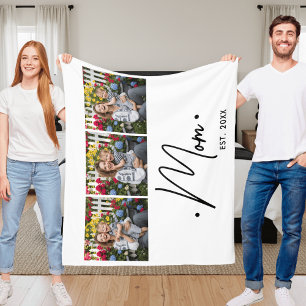 Mom hat Skript 3 Foto Weiß erstellt Fleecedecke