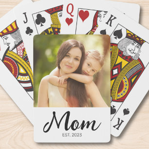 Mom hat Skript Foto erstellt Spielkarten
