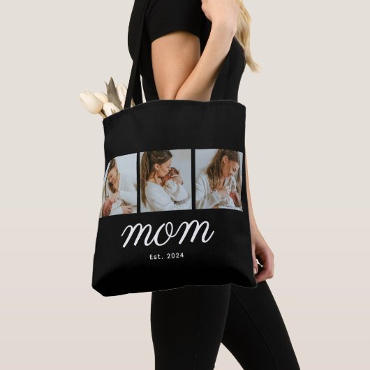Mom hat Skript Schwarz 3 Foto eingerichtet Tasche (Von Nahem)