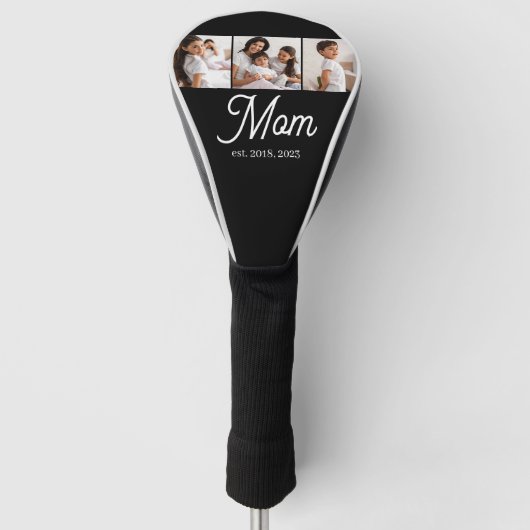 Mom hat Skript Schwarz 3 Foto Golf Headcover (Vorderseite)