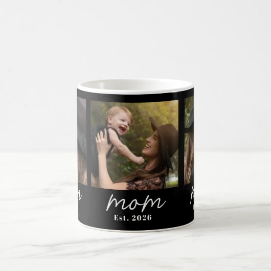 Mom hat Skript Schwarz 3 Foto Kaffeetasse (Mittel)
