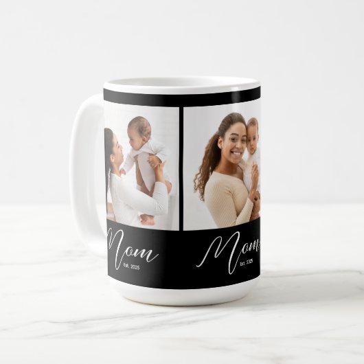 Mom hat Skript Schwarz 3 Foto Kaffeetasse (Vorderseite Links)