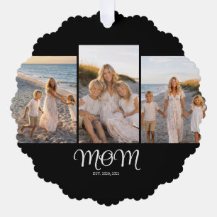 Mom hat Skript Schwarz 3 Foto Ornament Karte