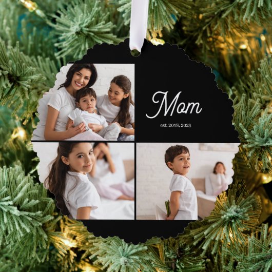 Mom hat Skript Schwarz 3 Foto Ornament Karte (Insitu (Baum))