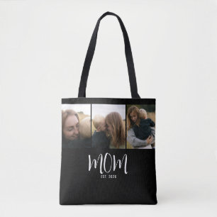 Mom hat Skript Schwarz 3 Foto Tasche