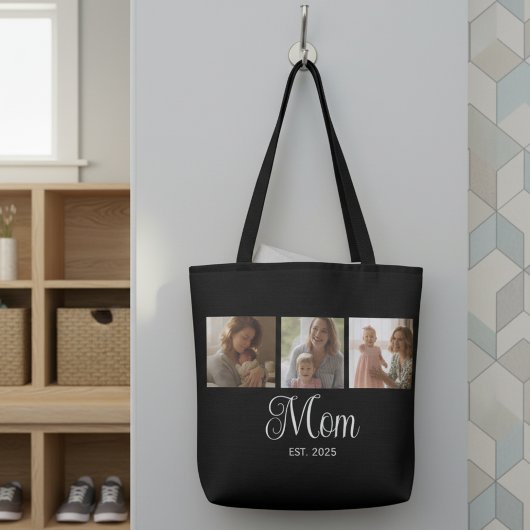 Mom hat Skript Schwarz 3 Foto Tasche