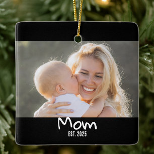 Mom hat Skript Schwarz Foto erstellt Keramikornament