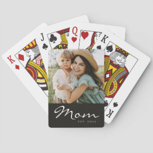 Mom hat Skript Schwarz Foto Poker Spielkarten