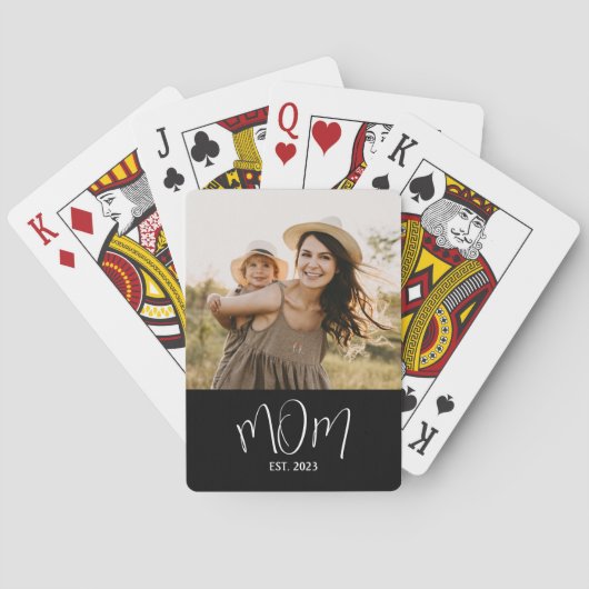 Mom hat Skript Schwarz Foto Spielkarten (Rückseite)