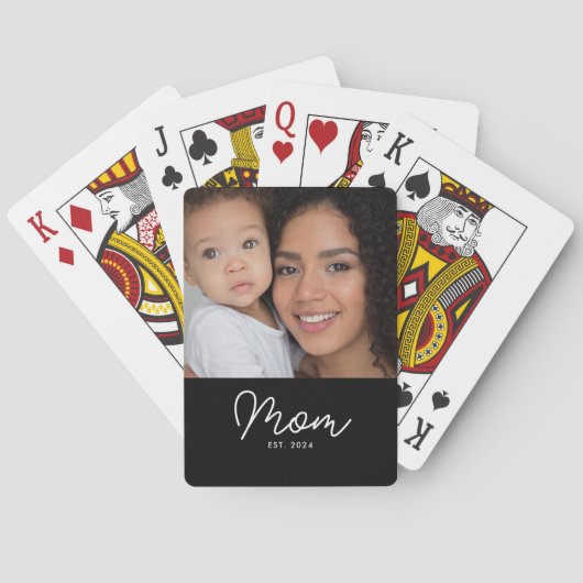 Mom hat Skript Schwarz Foto Spielkarten (Rückseite)