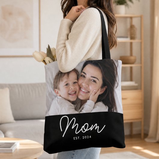 Mom hat Skript Schwarz Foto Tasche