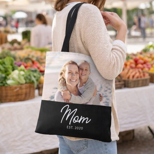 Mom hat Skript Schwarz Foto Tasche