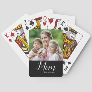 Mom hat's Skript Schwarz Foto Spielkarten