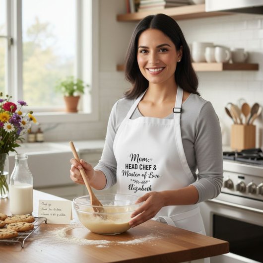 Mom Head Chef Master of Love Personalized Apron Schürze