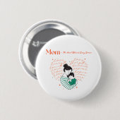 Mom Heart Love Typography Motherhood Art Button (Vorne & Hinten)