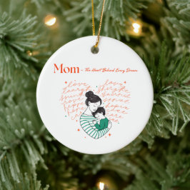 Mom Heart Love Typography Motherhood Art Keramik Ornament