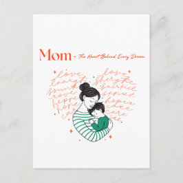 Mom Heart Love Typography Motherhood Art Postkarte