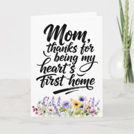 Mom Hearts First Home Watercolor Wildflower Karte