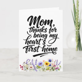 Mom Hearts First Home Watercolor Wildflower Karte