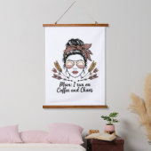 Mom I Run On Coffee And Chaos Wandteppich Mit Holzrahmen (Schlafzimmer)