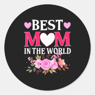 Mom in the world mommy floral mother's day cute mo runder aufkleber