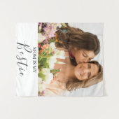 Mom Is My Bestie Personalized Names Photo Wandteppich (Vorderseite (Horizontal))