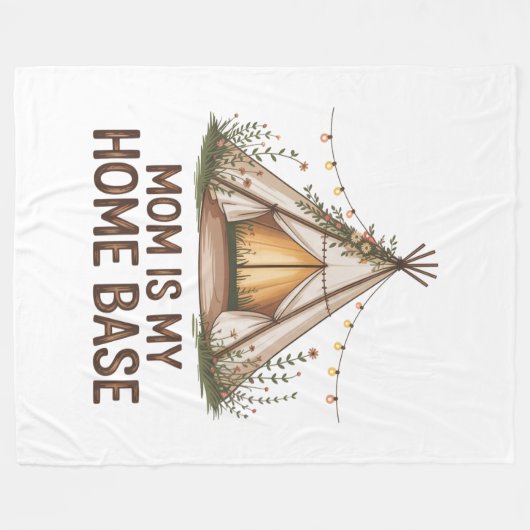 Mom Is My Home Base Fleecedecke (Vorderseite (Horizontal))