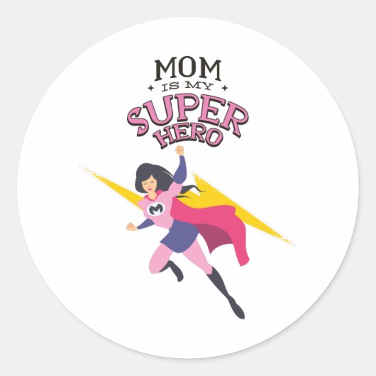 Mom is my superhero runder aufkleber (Vorderseite)