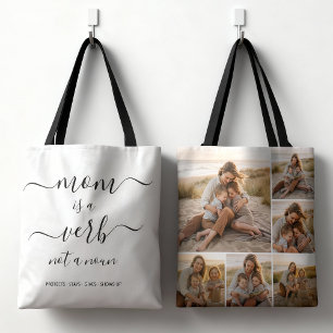 Mom ist ein Verb Familienfoto-Collage Mutter Anden Tasche