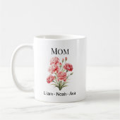 Mom January Birth Flower with Kids Names Kaffeetasse (Links)