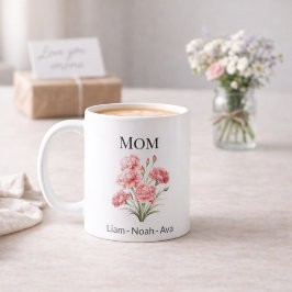 Mom January Birth Flower with Kids Names Kaffeetasse