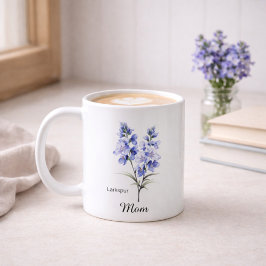 Mom July Birth Flower Larkspur Kaffeetasse