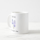 Mom July Birth Flower with Kids Names Kaffeetasse (Vorderseite Links)