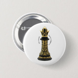 MOM Königin meines Lebens, Golden Script Black Che Button