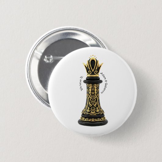 MOM Königin meines Lebens, Golden Script Black Che Button (Vorne & Hinten)