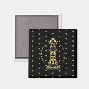 MOM Königin meines Lebens, Goldenes Skript Schwarz Magnet