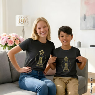 MOM Königin meines Lebens, Goldenes Skript Schwarz T-Shirt