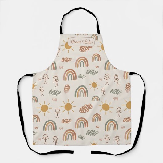 Mom Life Boho Rainbows Personalized Schürze (Vorderseite)