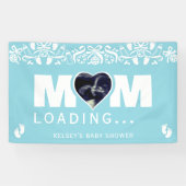 Mom Loading Photo Ultrasound Blue Baby Shower Banner (Horizontal)