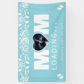 Mom Loading Photo Ultrasound Blue Baby Shower Banner (Vertikal)