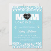 Mom Loading Ultrasound Photo Blue Baby Shower Einladung (Vorderseite)